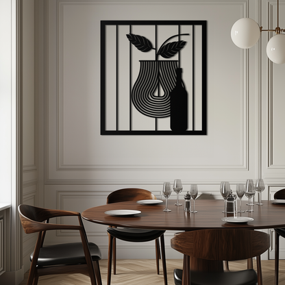 Bottle and Leaf Metal Wall Art – Modern Abstract Home Decor for Kitchen or Dining Room- KAF358 - Tampa Home & Garden Store
