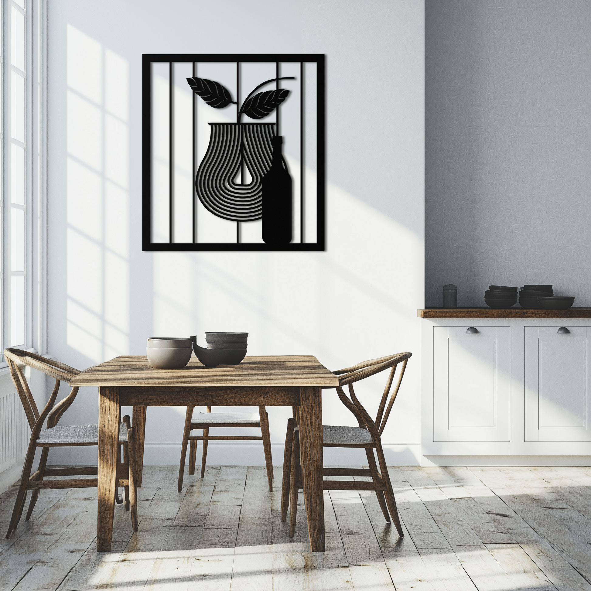 Bottle and Leaf Metal Wall Art – Modern Abstract Home Decor for Kitchen or Dining Room- KAF358 - Tampa Home & Garden Store