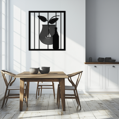Bottle and Leaf Metal Wall Art – Modern Abstract Home Decor for Kitchen or Dining Room- KAF358 - Tampa Home & Garden Store
