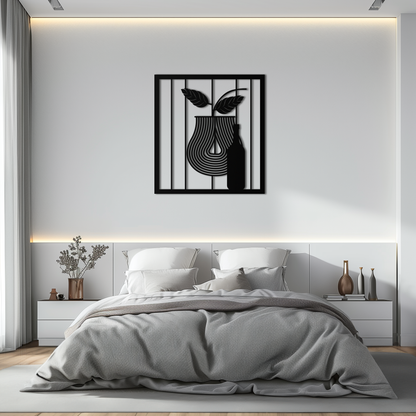 Bottle and Leaf Metal Wall Art – Modern Abstract Home Decor for Kitchen or Dining Room- KAF358 - Tampa Home & Garden Store