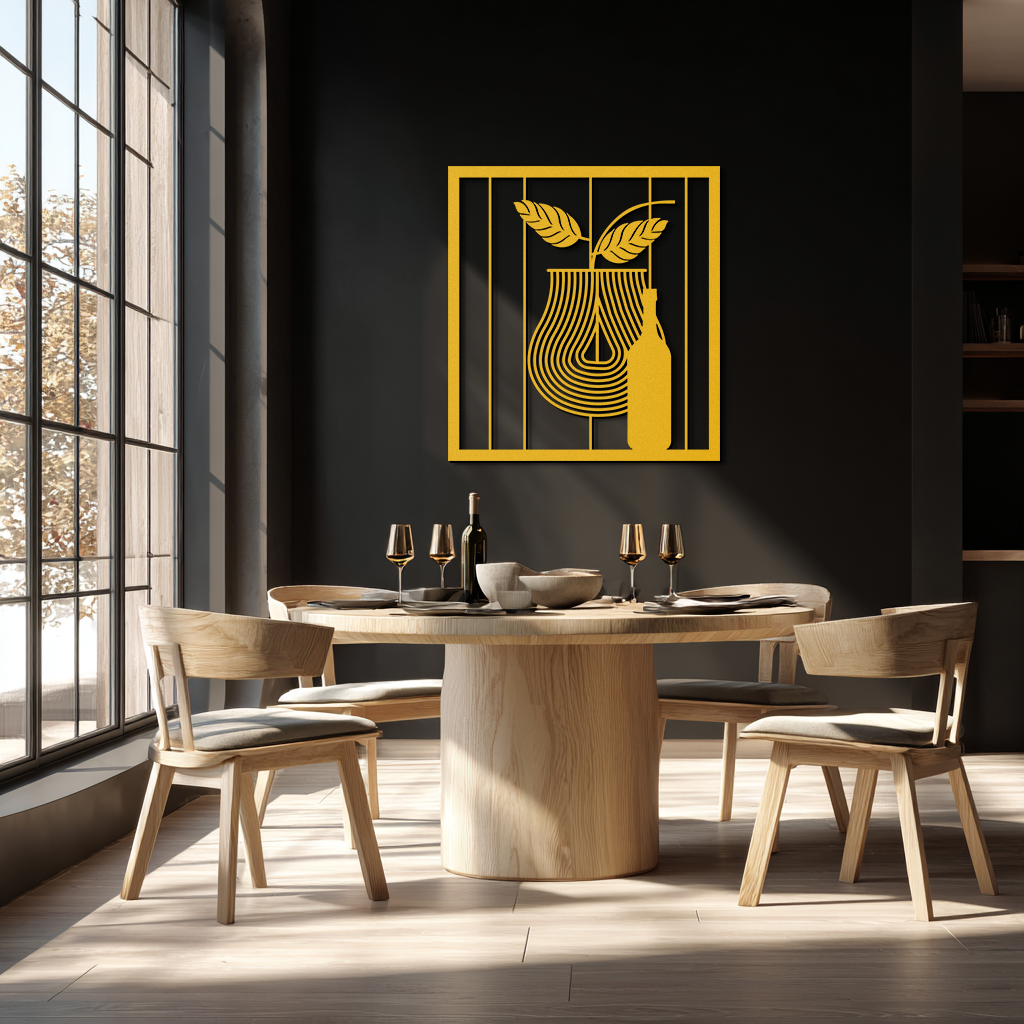 Bottle and Leaf Metal Wall Art – Modern Abstract Home Decor for Kitchen or Dining Room- KAF358 - Tampa Home & Garden Store