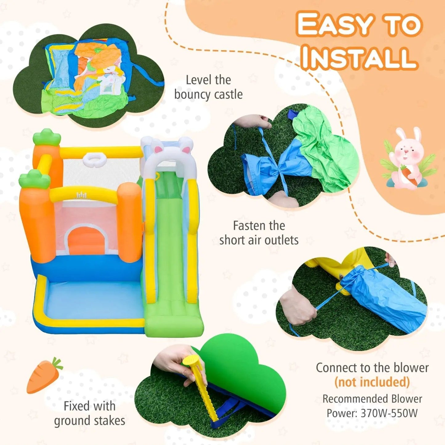 Bounce House Kids With Climbing Wall and Slide
