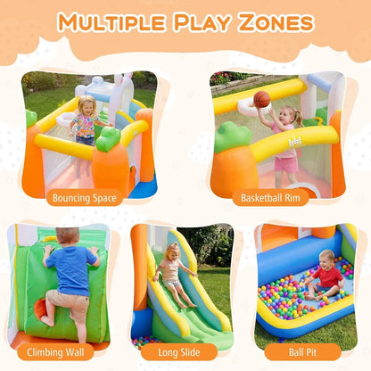 Bounce House Kids With Climbing Wall and Slide