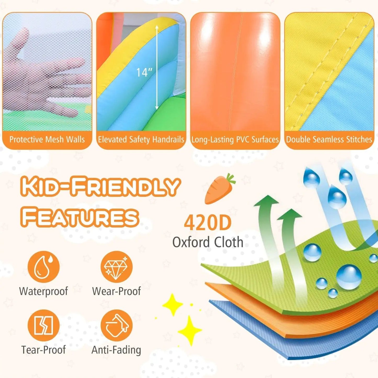 Bounce House Kids With Climbing Wall and Slide