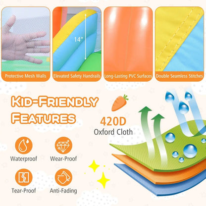 Bounce House Kids With Climbing Wall and Slide