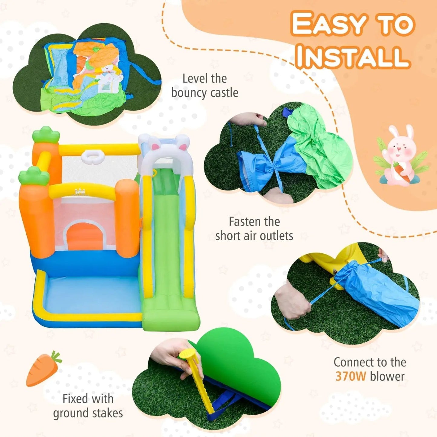 Bounce House for Kids With Slide and Rim