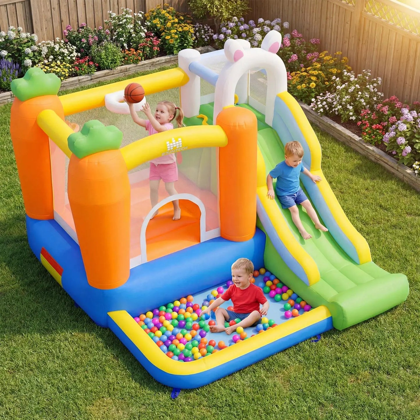 Bounce House for Kids With Slide and Rim