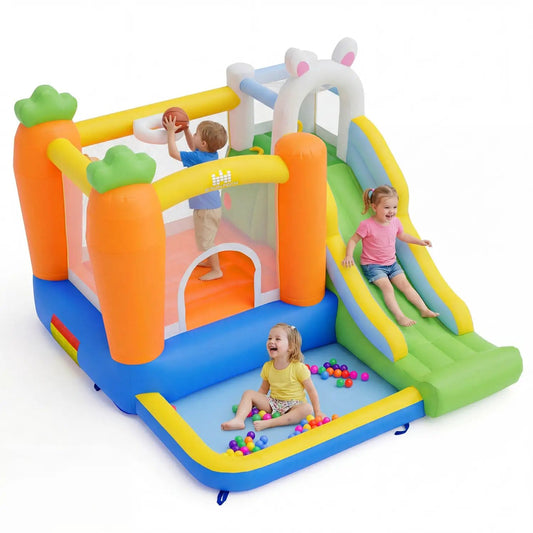 Bounce House for Kids 3 with Basketball Rim Slide