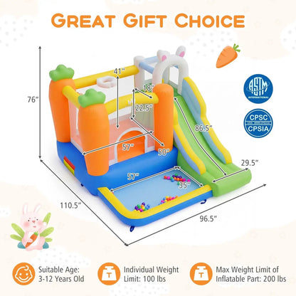 Bounce House for Kids 3 with Basketball Rim Slide