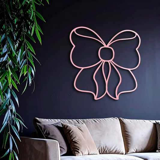Bow Silhouette Metal Wall Art – Elegant Ribbon Design - KAFGP048 - Tampa Home & Garden Store