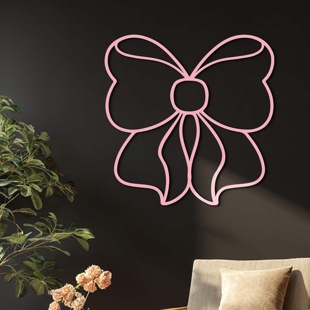 Bow Silhouette Metal Wall Art – Elegant Ribbon Design - KAFGP048 - Tampa Home & Garden Store