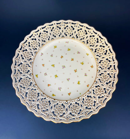 Bowl. Antique Porcelain Bowl by RS Prussia. Hand Painted Fine Porcelain Bowl with Wild Roses. Embossed Decoration, Scalloped Rim. - Tampa Home & Garden Store