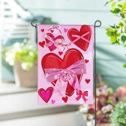 Bows & Hearts Applique Garden Flag - Tampa Home & Garden Store