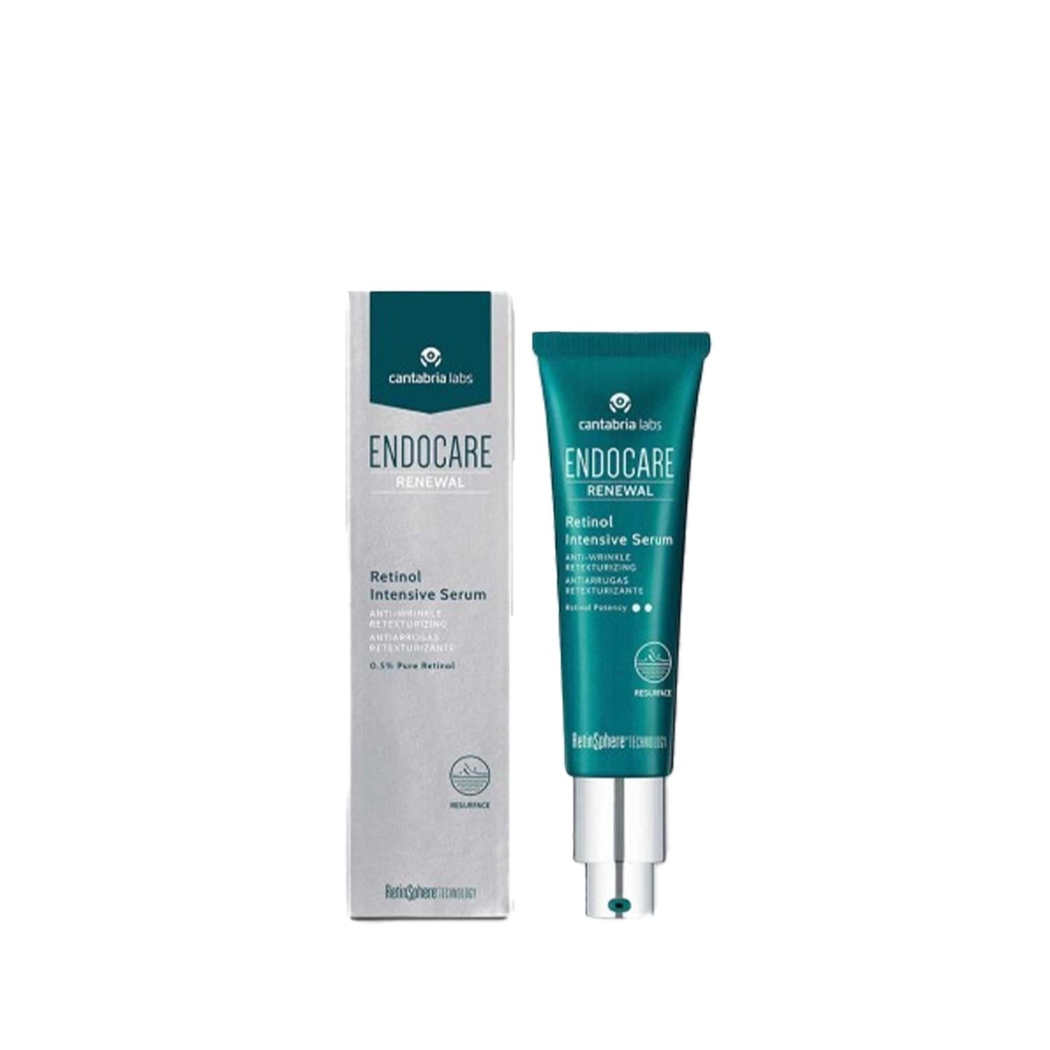 Face serum Endocare Renewal Retinol Serum 0.2% Cantabria Labs box and teal tube on Tampa Home & Garden Store