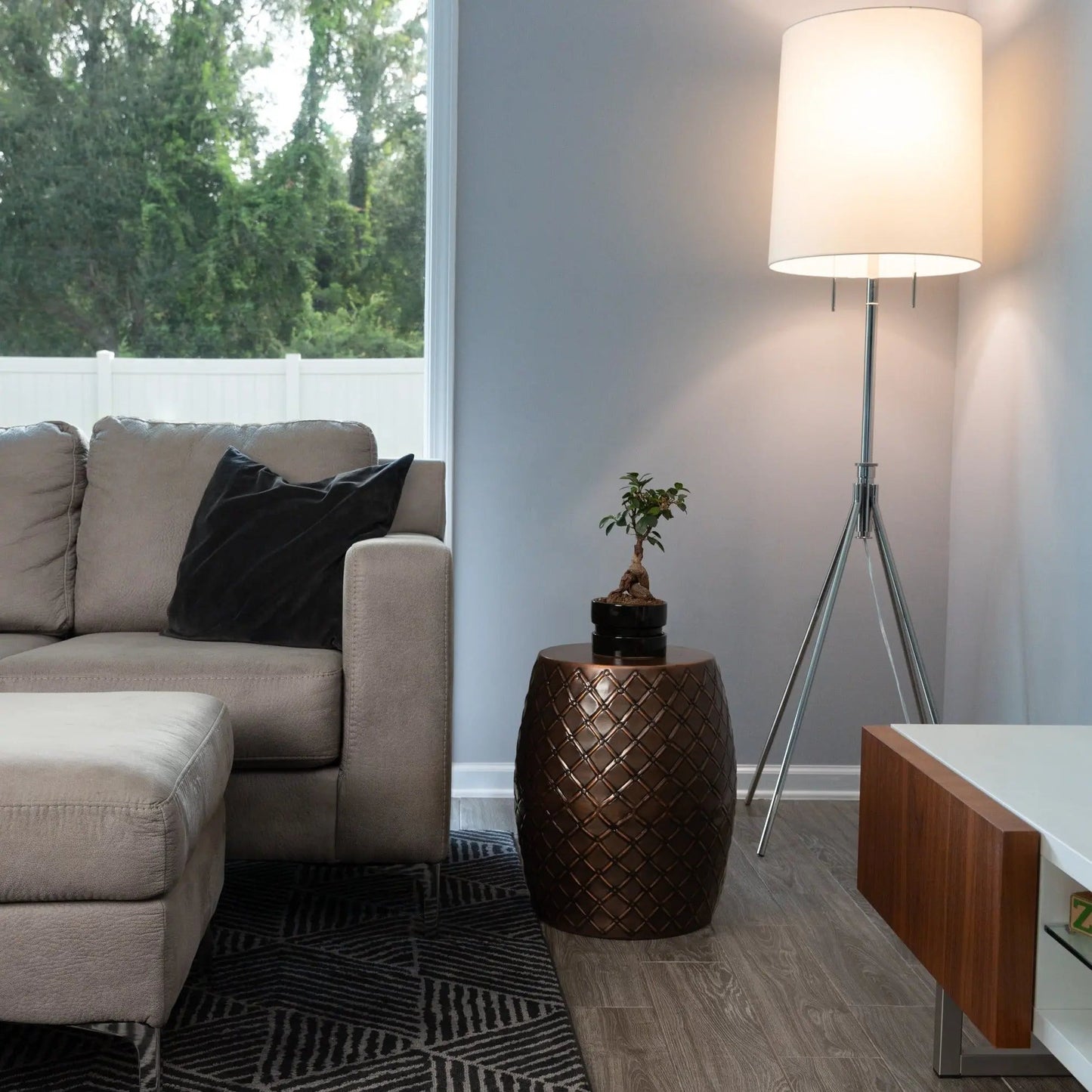 Braga Metal Stool-Container in Copper Finish - Tampa Home & Garden Store