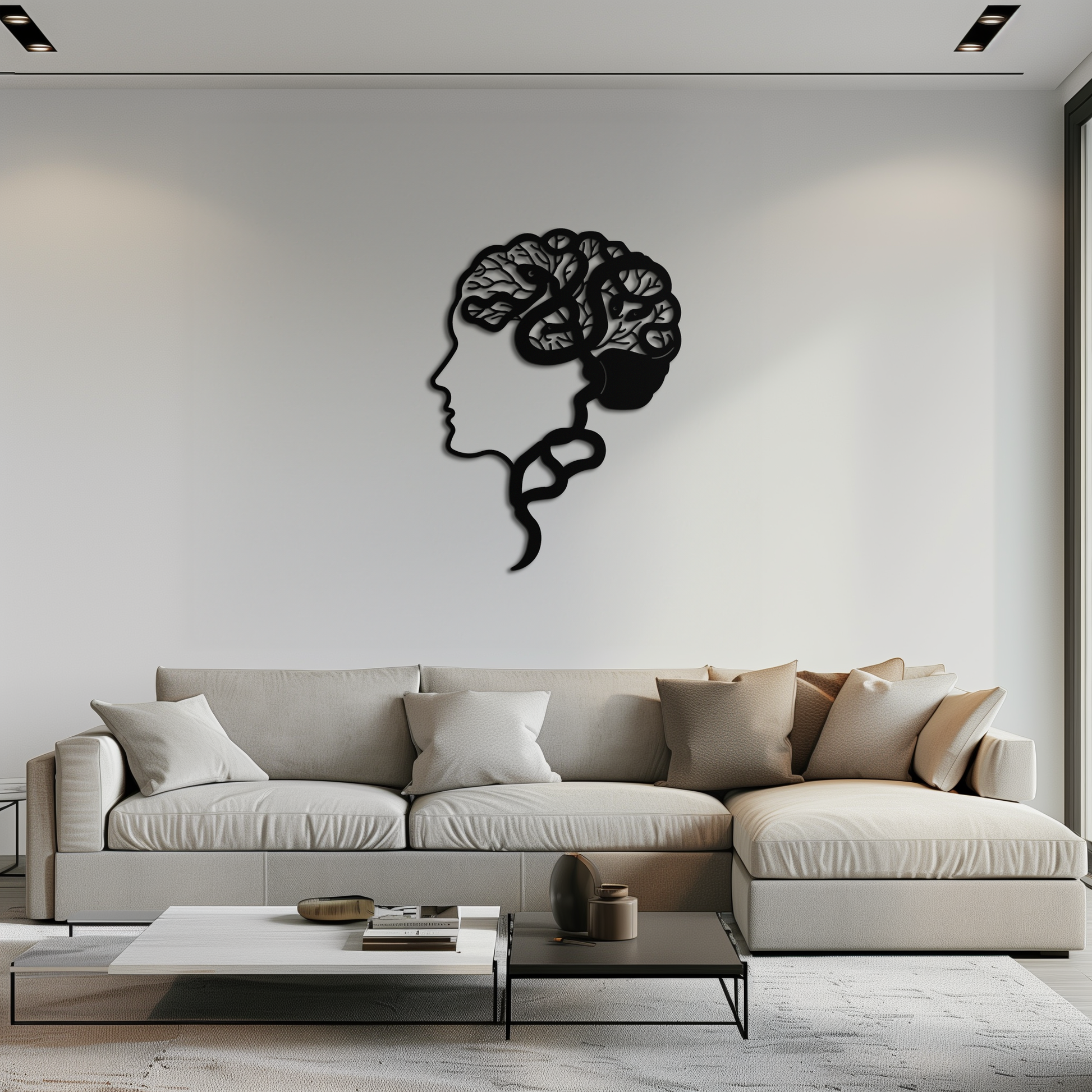 Brain Tree Metal Wall Art - Abstract Woman Head Silhouette Steel Decor- KAF318 - Tampa Home & Garden Store