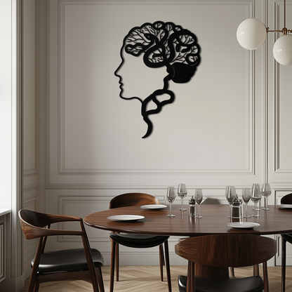 Brain Tree Metal Wall Art - Abstract Woman Head Silhouette Steel Decor- KAF318 - Tampa Home & Garden Store
