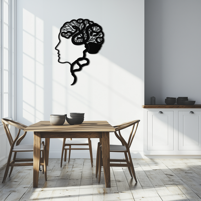 Brain Tree Metal Wall Art - Abstract Woman Head Silhouette Steel Decor- KAF318 - Tampa Home & Garden Store