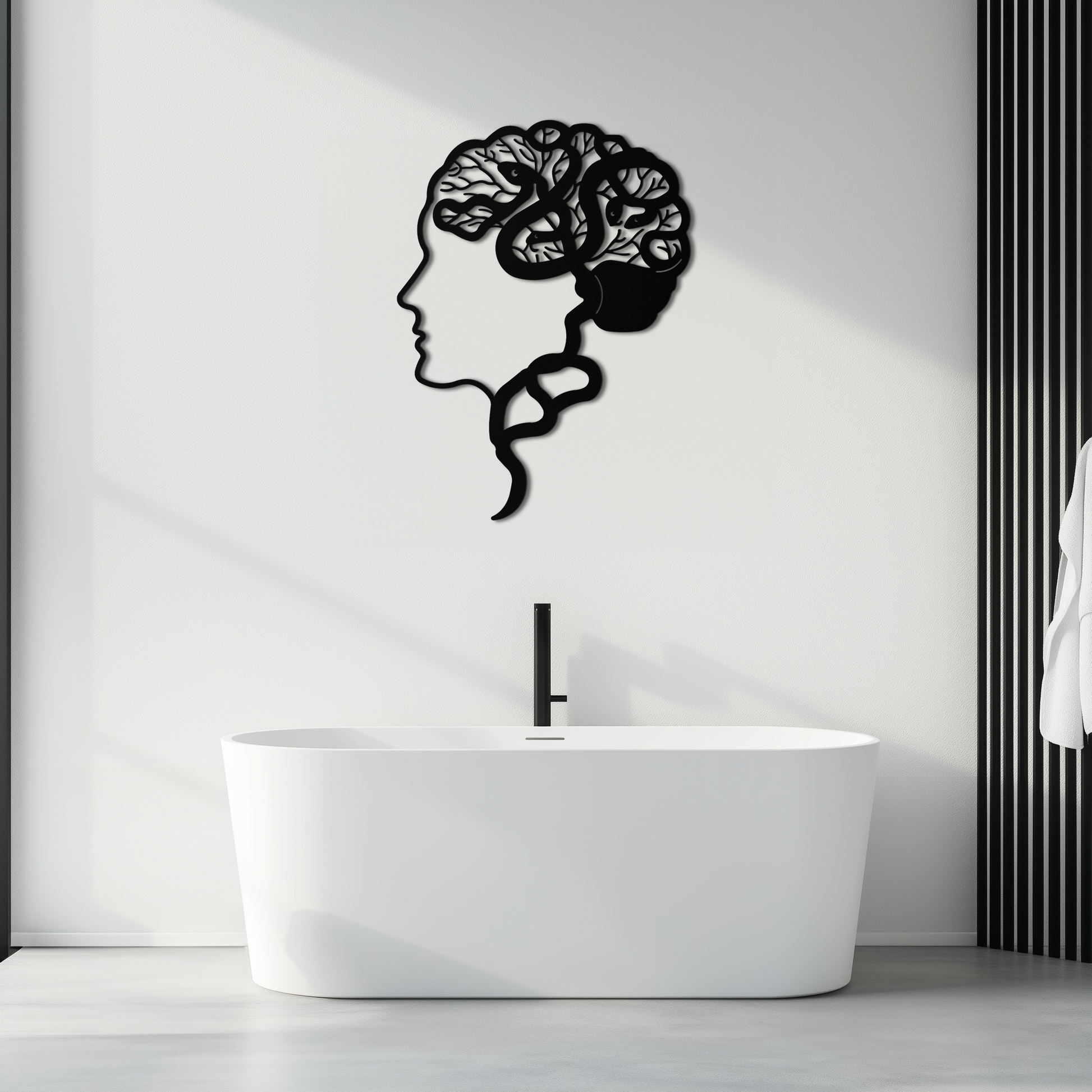 Brain Tree Metal Wall Art - Abstract Woman Head Silhouette Steel Decor- KAF318 - Tampa Home & Garden Store