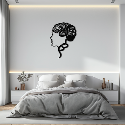 Brain Tree Metal Wall Art - Abstract Woman Head Silhouette Steel Decor- KAF318 - Tampa Home & Garden Store