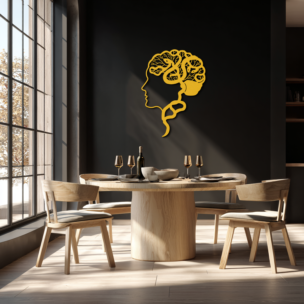 Brain Tree Metal Wall Art - Abstract Woman Head Silhouette Steel Decor- KAF318 - Tampa Home & Garden Store