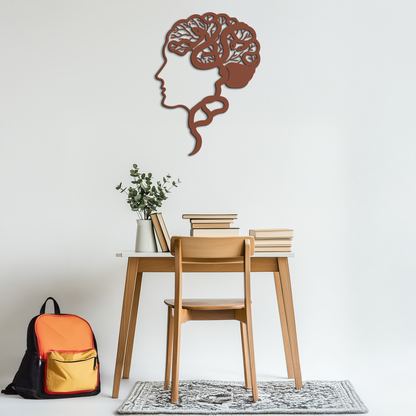 Brain Tree Metal Wall Art - Abstract Woman Head Silhouette Steel Decor- KAF318 - Tampa Home & Garden Store