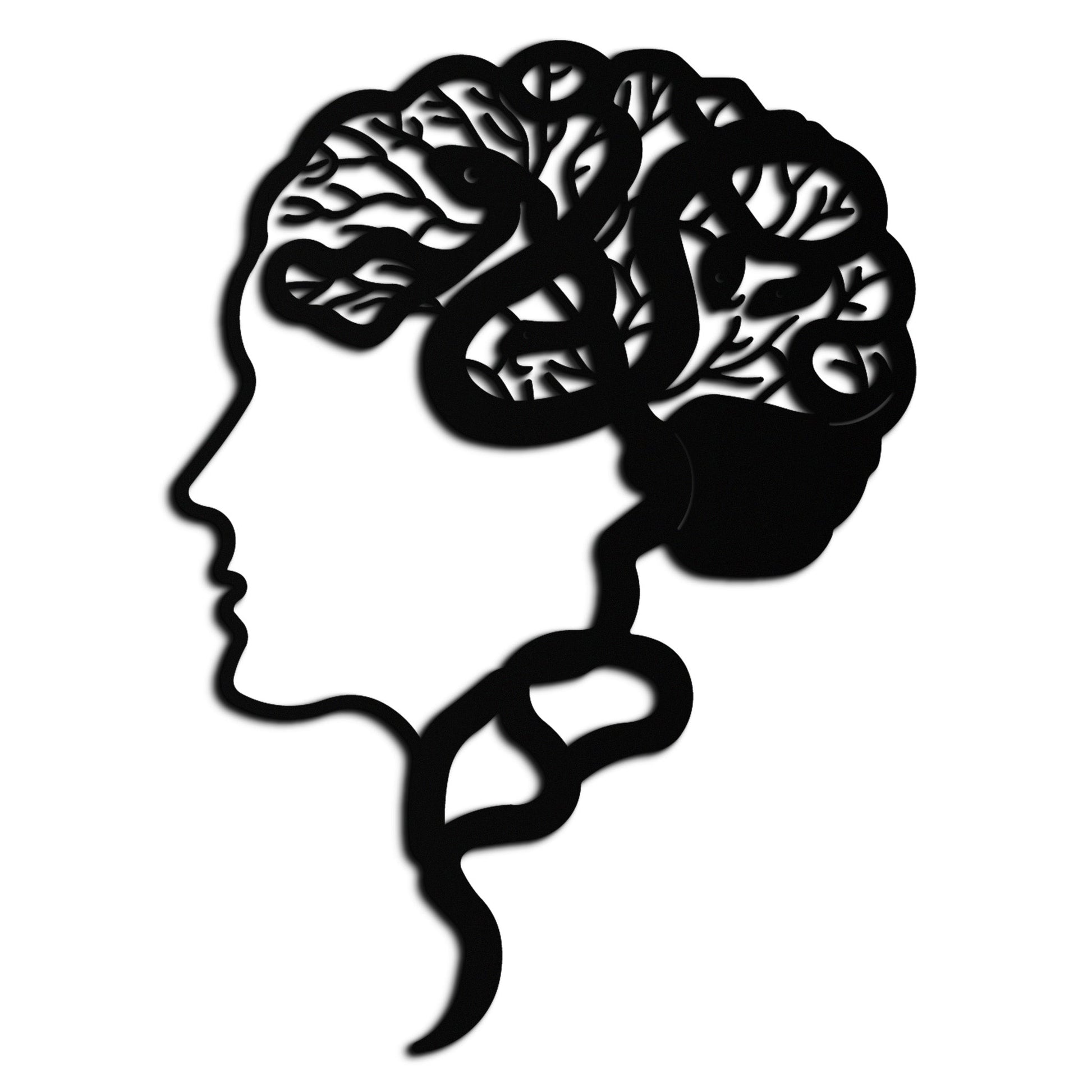 Brain Tree Metal Wall Art - Abstract Woman Head Silhouette Steel Decor- KAF318 - Tampa Home & Garden Store