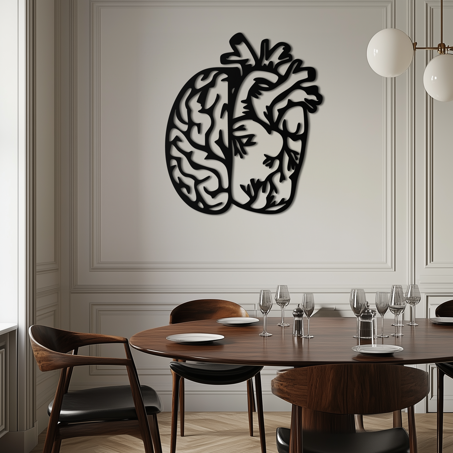 Brain and Heart Fusion Metal Wall Art – Symbolic Anatomy Design for Mind and Emotion Balance- KAF587 - Tampa Home & Garden Store