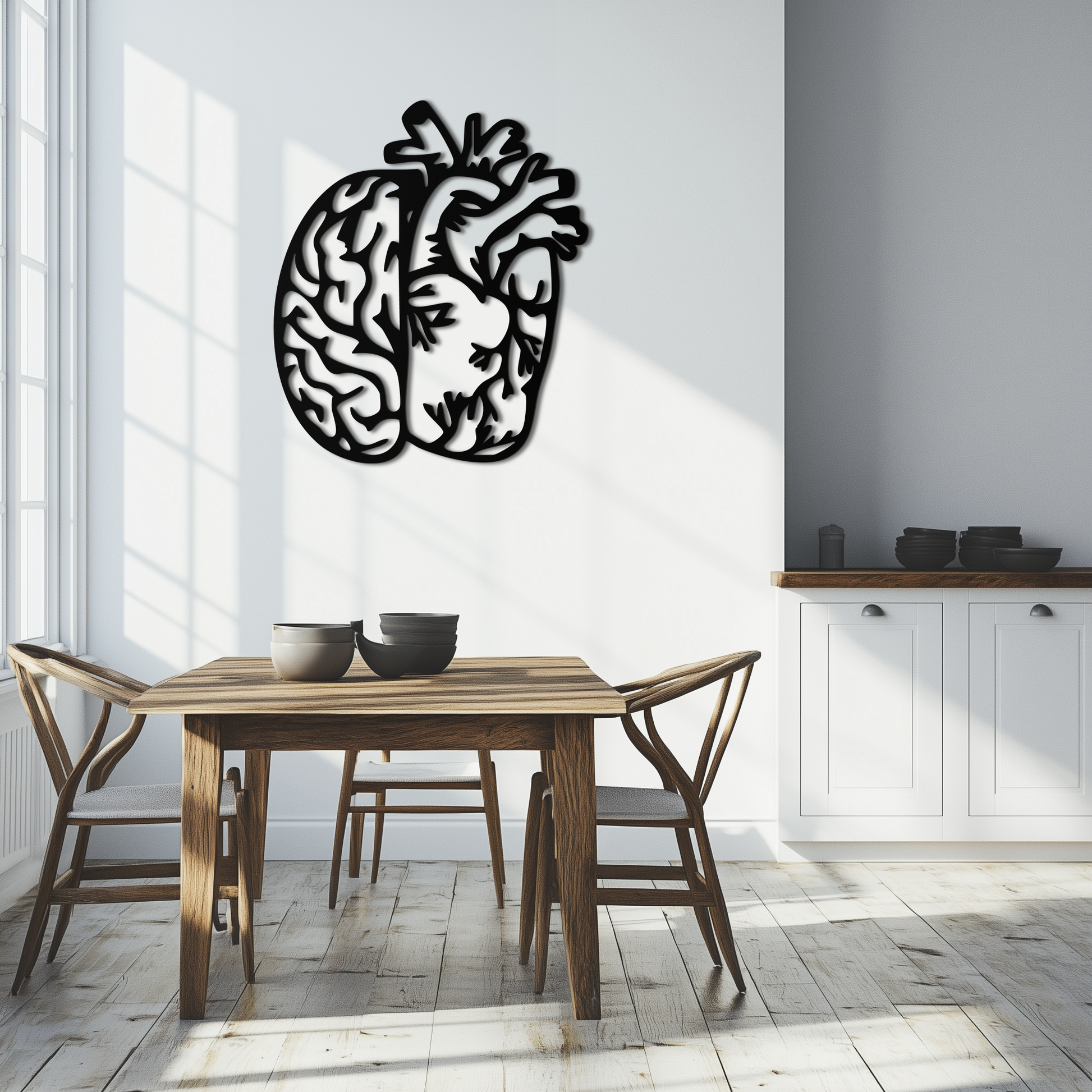 Brain and Heart Fusion Metal Wall Art – Symbolic Anatomy Design for Mind and Emotion Balance- KAF587 - Tampa Home & Garden Store