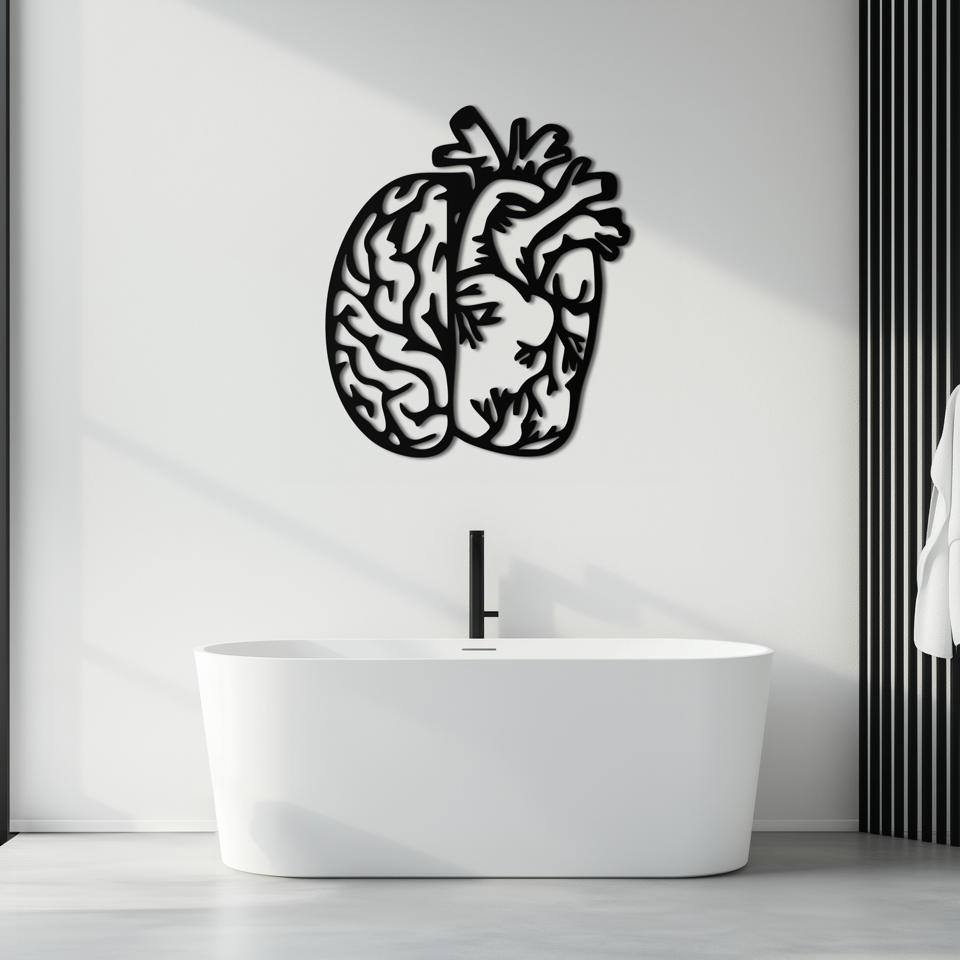 Brain and Heart Fusion Metal Wall Art – Symbolic Anatomy Design for Mind and Emotion Balance- KAF587 - Tampa Home & Garden Store