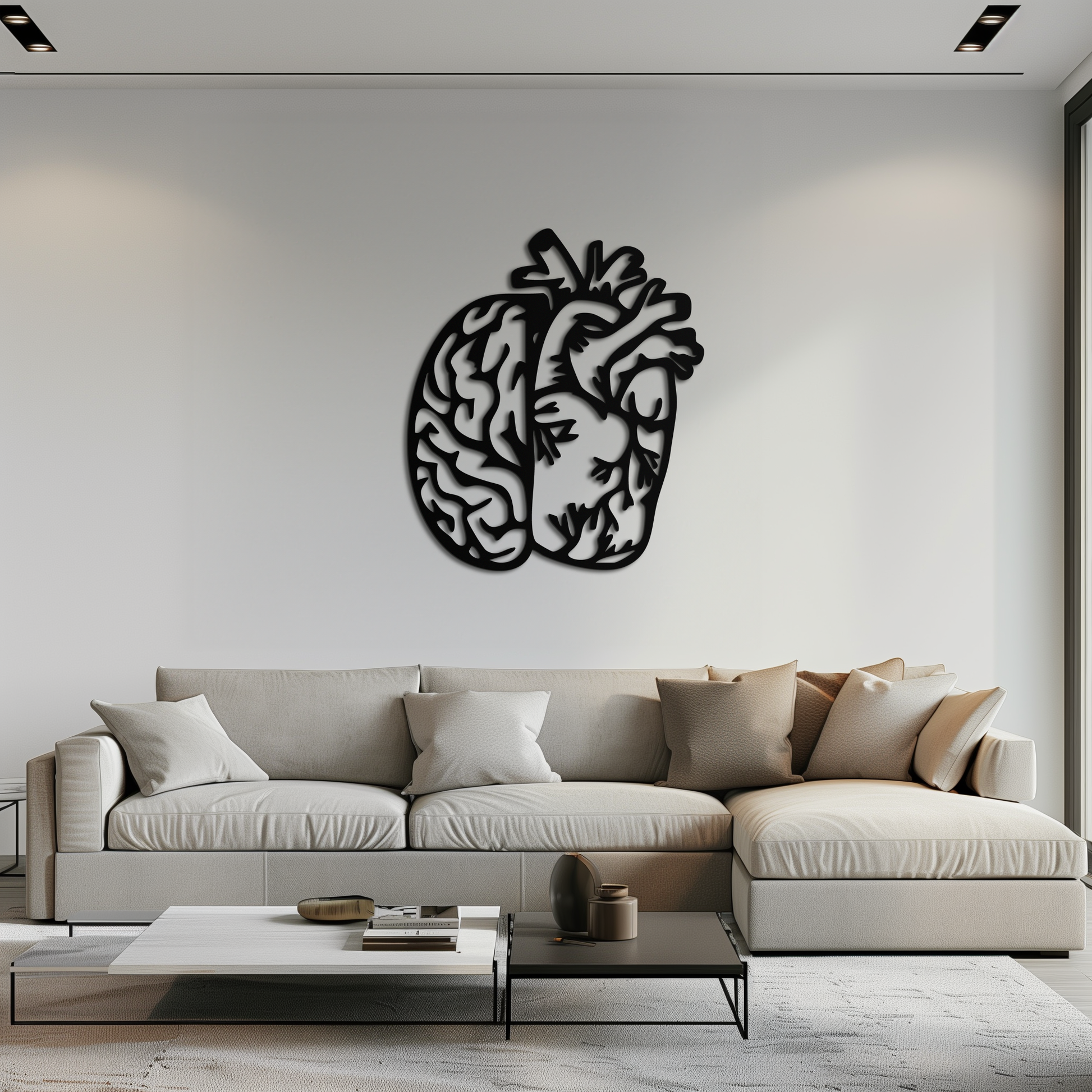 Brain and Heart Fusion Metal Wall Art – Symbolic Anatomy Design for Mind and Emotion Balance- KAF587 - Tampa Home & Garden Store