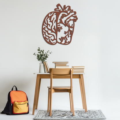 Brain and Heart Fusion Metal Wall Art – Symbolic Anatomy Design for Mind and Emotion Balance- KAF587 - Tampa Home & Garden Store