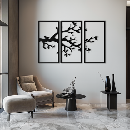Branch Metal Wall Art – 3-Panel Minimalist Tree Design - KAF218 - Tampa Home & Garden Store