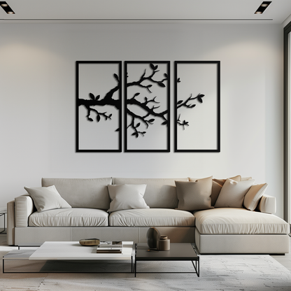 Branch Metal Wall Art – 3-Panel Minimalist Tree Design - KAF218 - Tampa Home & Garden Store