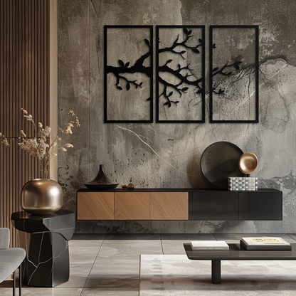 Branch Metal Wall Art – 3-Panel Minimalist Tree Design - KAF218 - Tampa Home & Garden Store