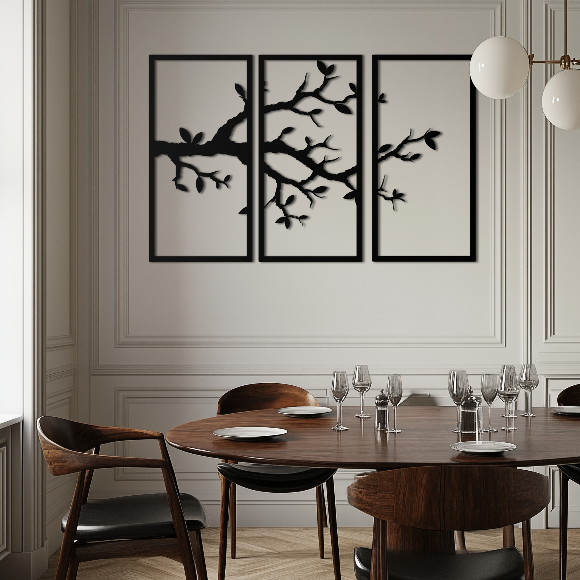 Branch Metal Wall Art – 3-Panel Minimalist Tree Design - KAF218 - Tampa Home & Garden Store