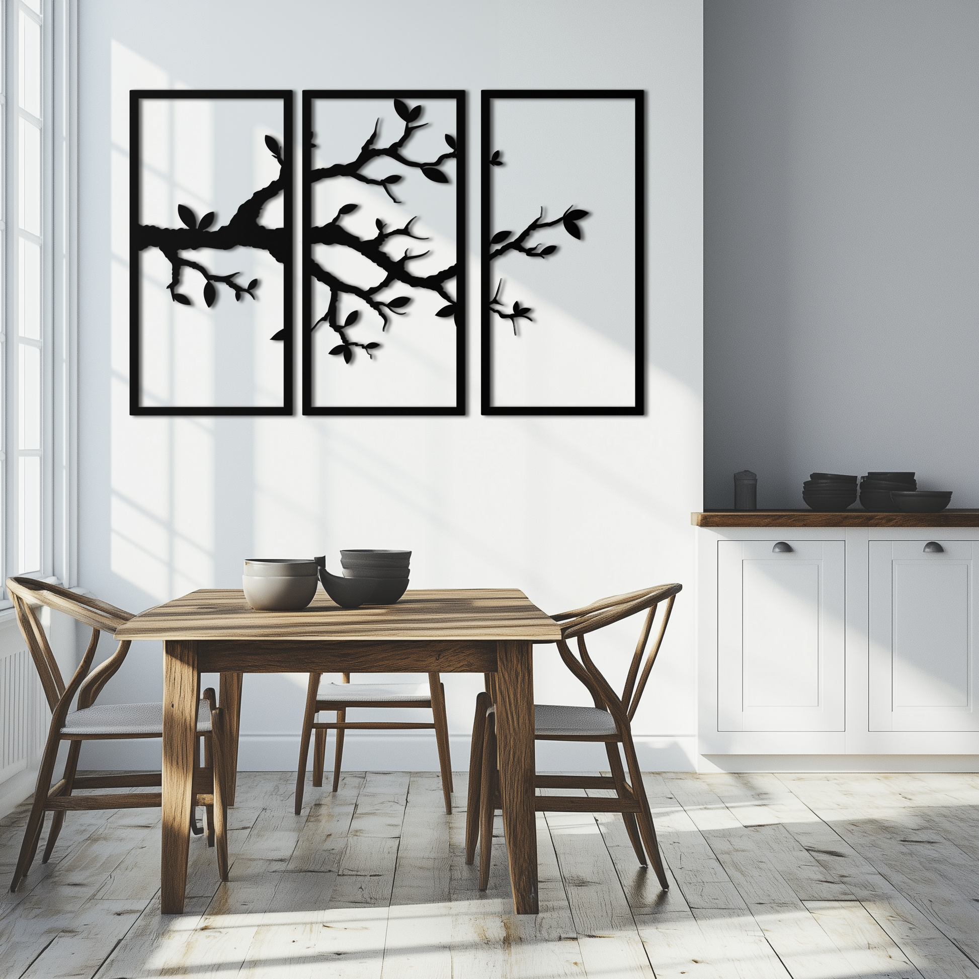 Branch Metal Wall Art – 3-Panel Minimalist Tree Design - KAF218 - Tampa Home & Garden Store