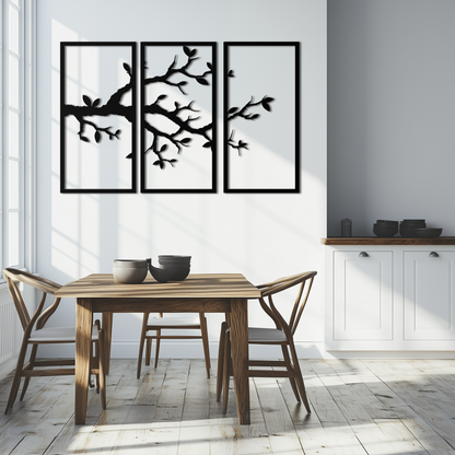 Branch Metal Wall Art – 3-Panel Minimalist Tree Design - KAF218 - Tampa Home & Garden Store