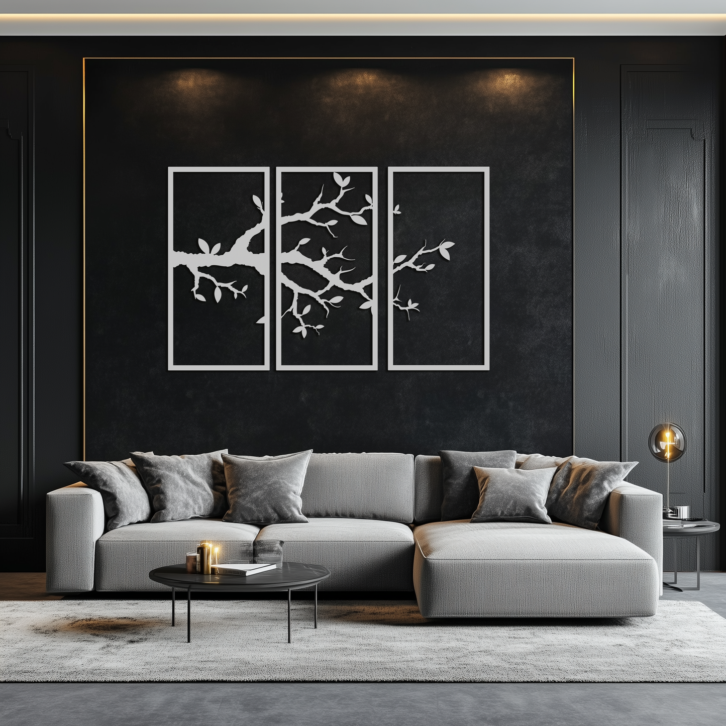 Branch Metal Wall Art – 3-Panel Minimalist Tree Design - KAF218 - Tampa Home & Garden Store