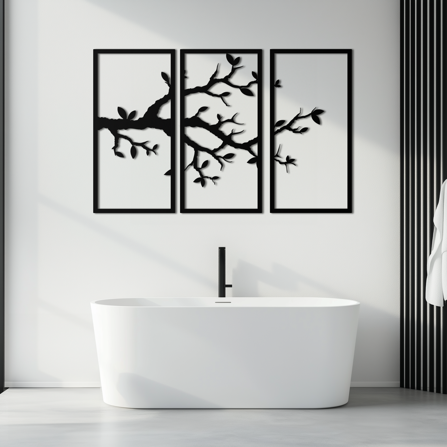 Branch Metal Wall Art – 3-Panel Minimalist Tree Design - KAF218 - Tampa Home & Garden Store