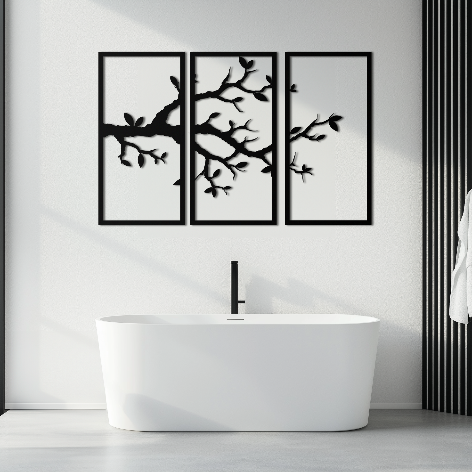 Branch Metal Wall Art – 3-Panel Minimalist Tree Design - KAF218 - Tampa Home & Garden Store