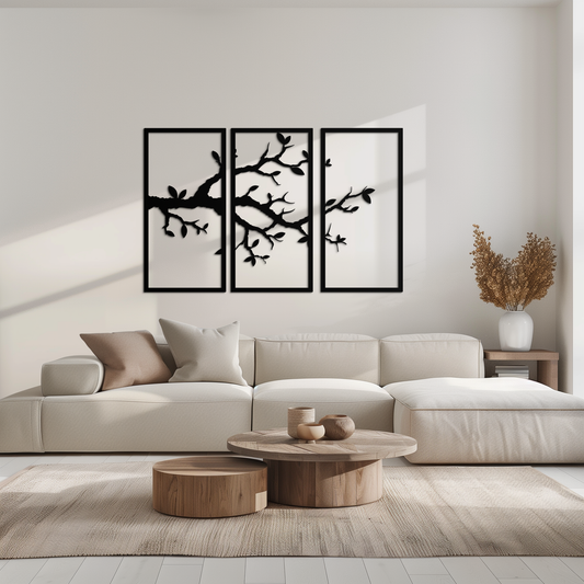 Branch Metal Wall Art – 3-Panel Minimalist Tree Design - KAF218 - Tampa Home & Garden Store