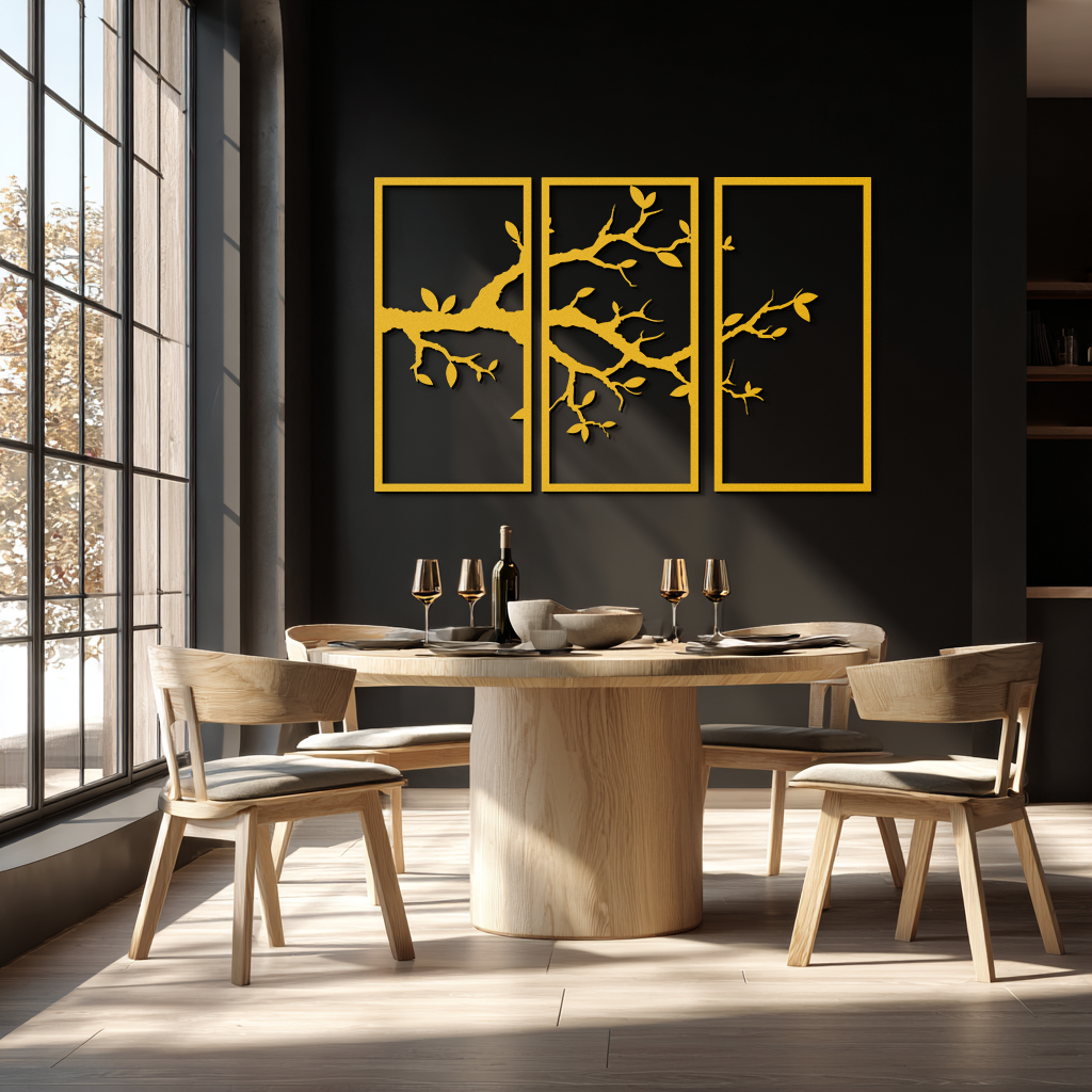 Branch Metal Wall Art – 3-Panel Minimalist Tree Design - KAF218 - Tampa Home & Garden Store