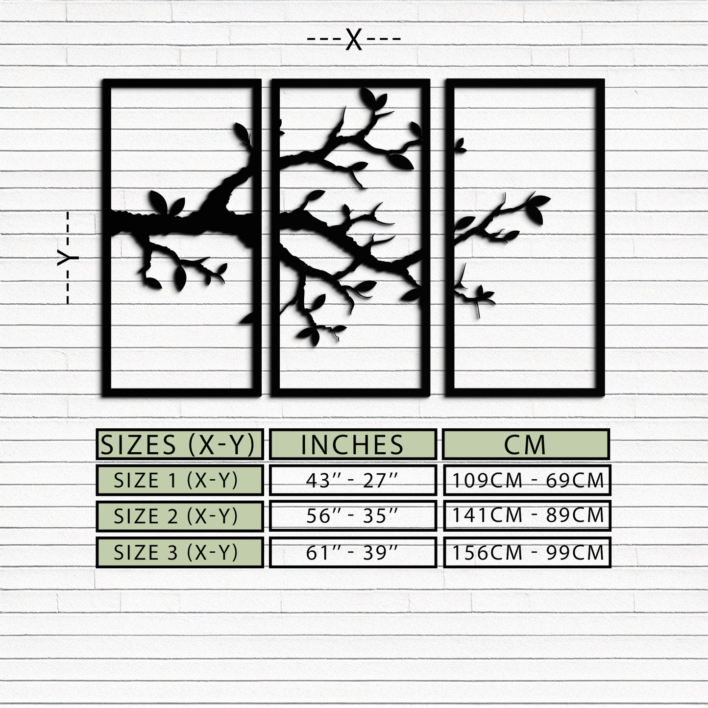 Branch Metal Wall Art – 3-Panel Minimalist Tree Design - KAF218 - Tampa Home & Garden Store