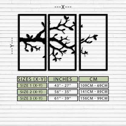 Branch Metal Wall Art – 3-Panel Minimalist Tree Design - KAF218 - Tampa Home & Garden Store