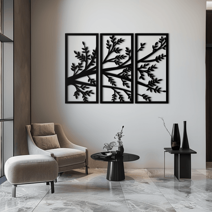 Branch Metal Wall Art - Three-Panel Nature-Inspired Steel Wall Decor - KAF024 - Tampa Home & Garden Store