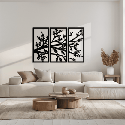 Branch Metal Wall Art - Three-Panel Nature-Inspired Steel Wall Decor - KAF024 - Tampa Home & Garden Store