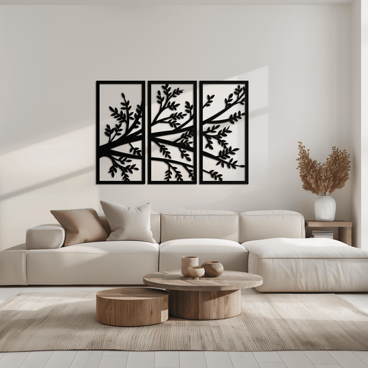 Branch Metal Wall Art - Three-Panel Nature-Inspired Steel Wall Decor - KAF024 - Tampa Home & Garden Store