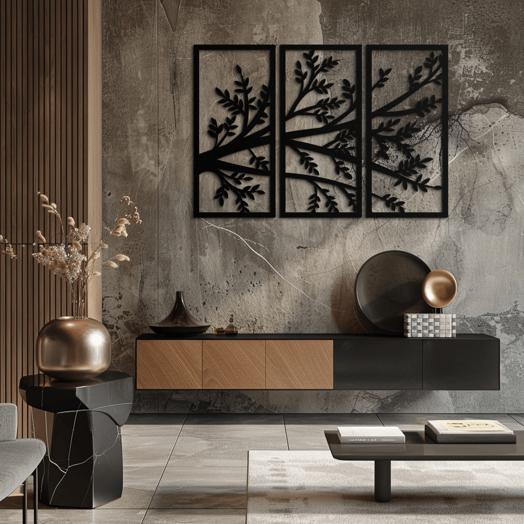 Branch Metal Wall Art - Three-Panel Nature-Inspired Steel Wall Decor - KAF024 - Tampa Home & Garden Store