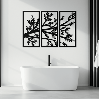 Branch Metal Wall Art - Three-Panel Nature-Inspired Steel Wall Decor - KAF024 - Tampa Home & Garden Store
